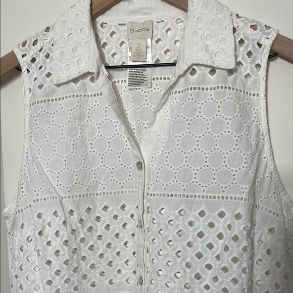 Chico's White Sleeveless Eyelet Top - Picture 3 of 7